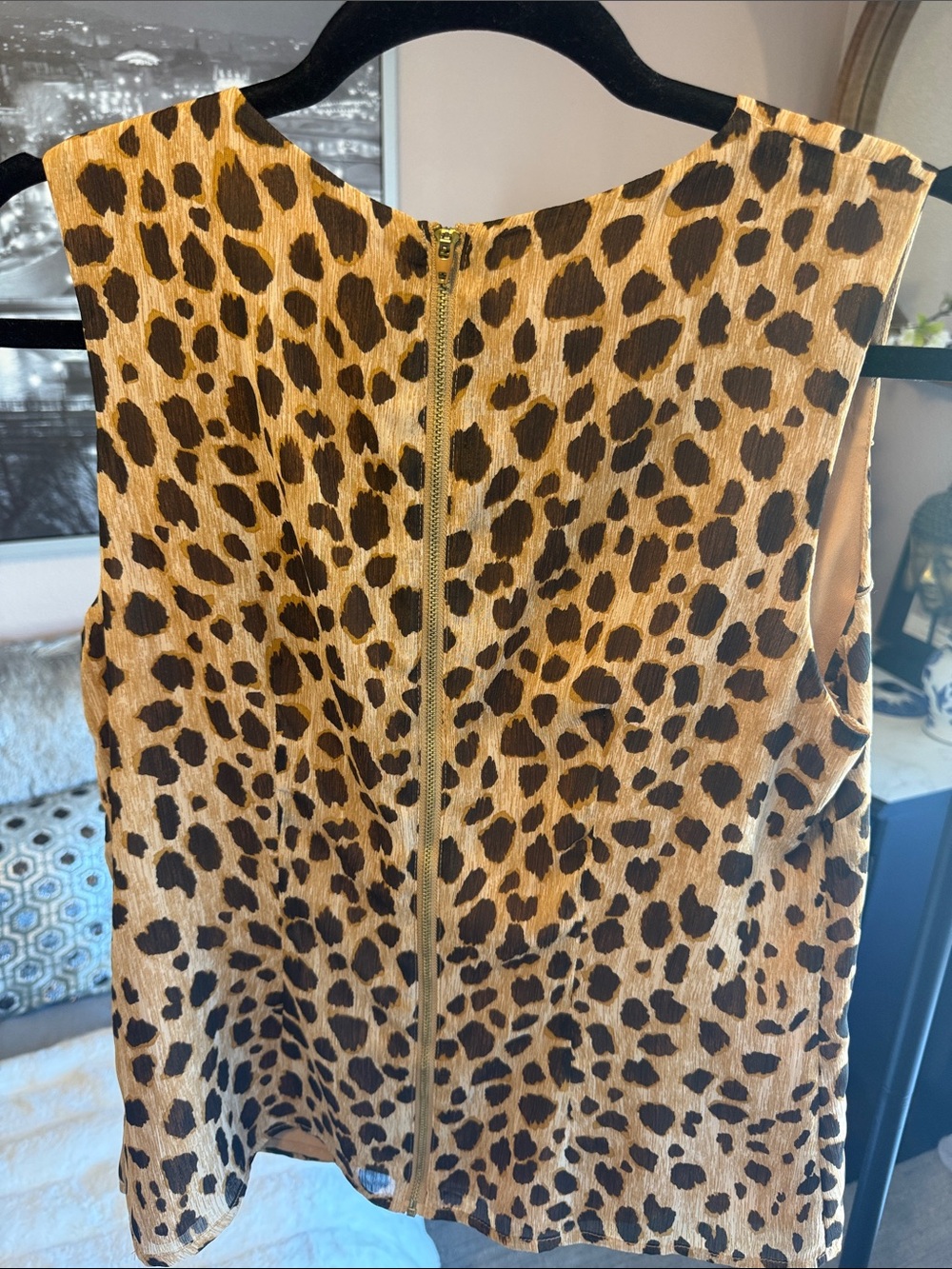 Merona Leopard Print Sleeveless Blouse in Tan and Black